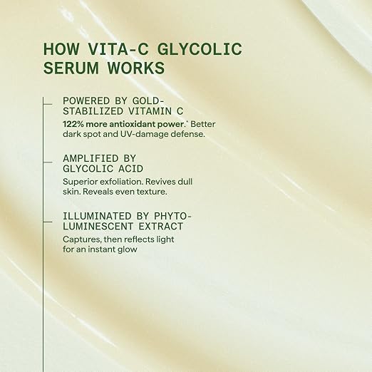 Murad Vita-C Glycolic Brightening Serum - ingredient and routine view - Murad brightening vitamin C serum
