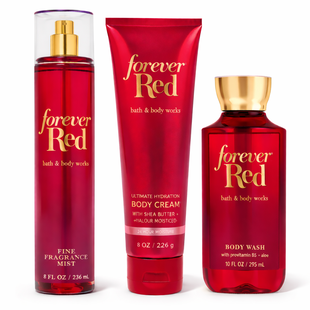 FOREVER RED Bath & Body Works 3-Step Bundle – Body Cream, Fragrance Mist & Body Wash | My Wrinkles Gone