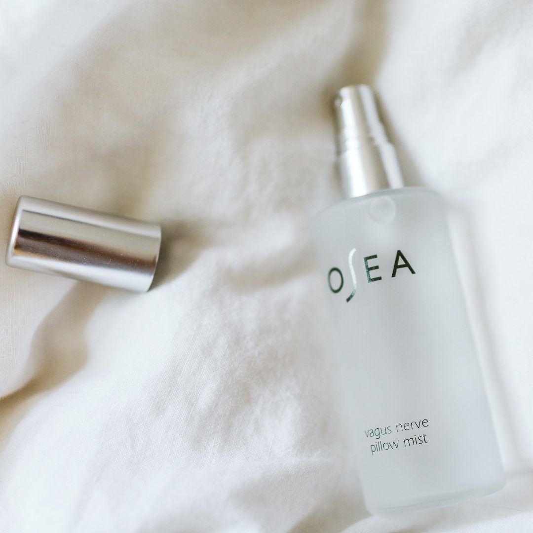 OSEA Vagus Nerve Pillow Mist on white bedding for relaxing nighttime routine