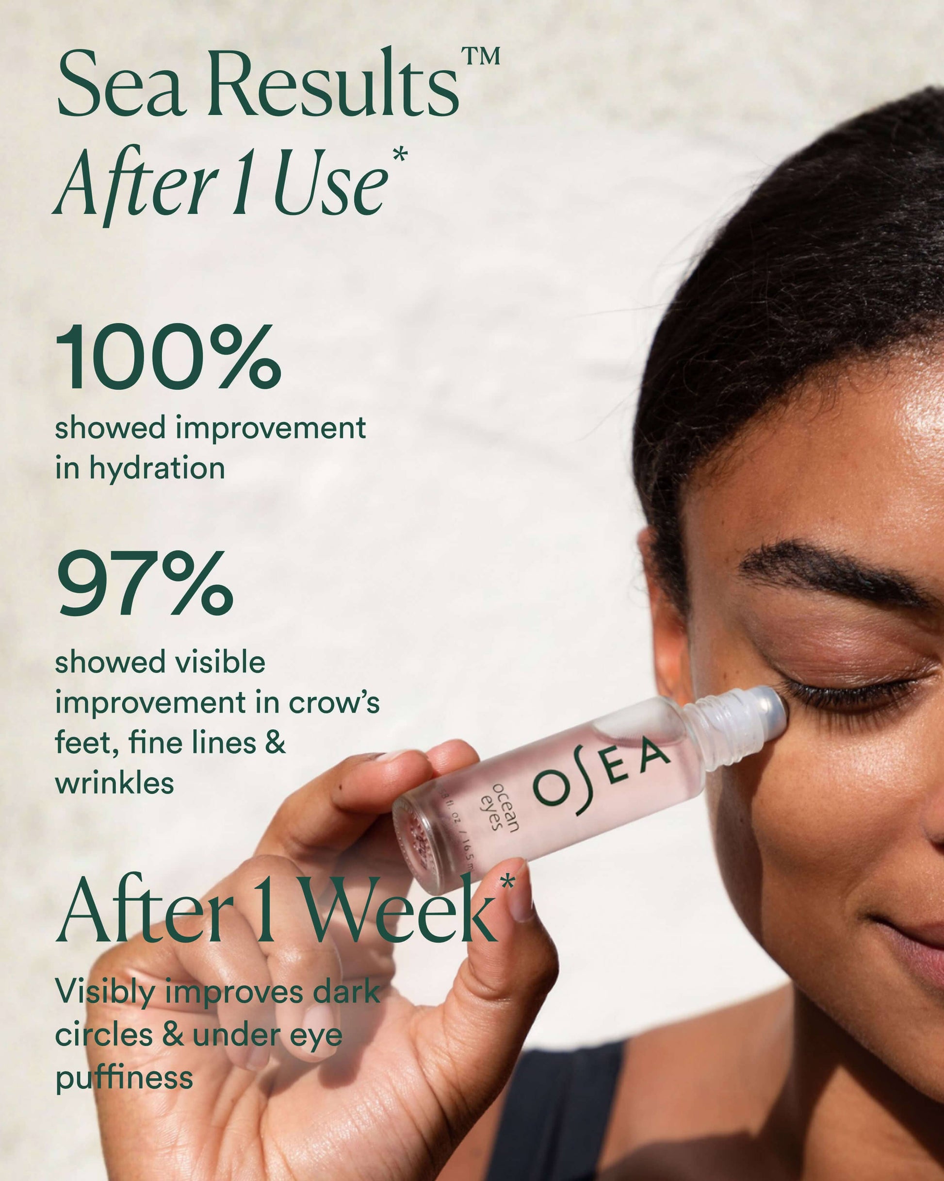 OSEA Ocean Eyes Age-Defying Eye Serum benefits and routine image for OSEA clean beauty shoppers at My Wrinkles Gone