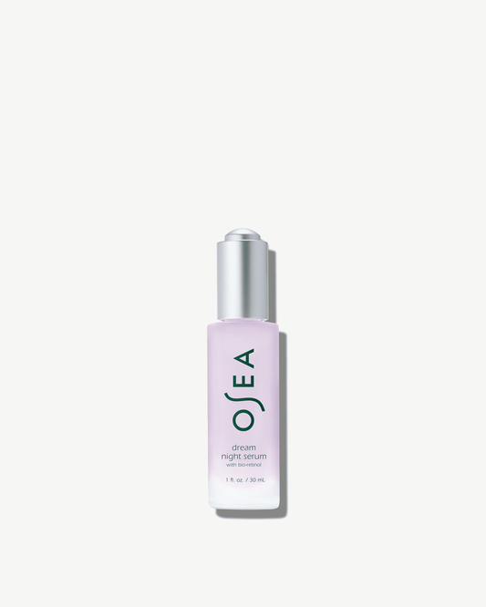 OSEA Dream Night Serum with Bio-Retinol product bottle front view for OSEA clean beauty shoppers at My Wrinkles Gone