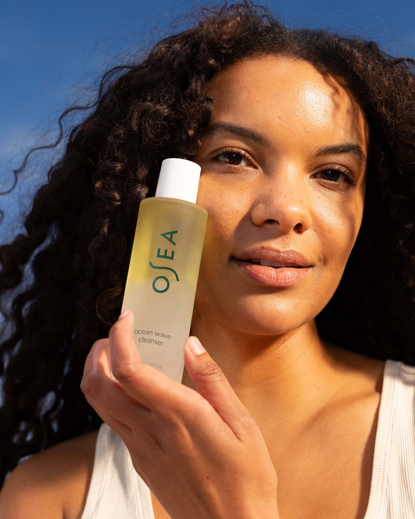 OSEA Ocean Wave Cleanser model application for double cleanse routine