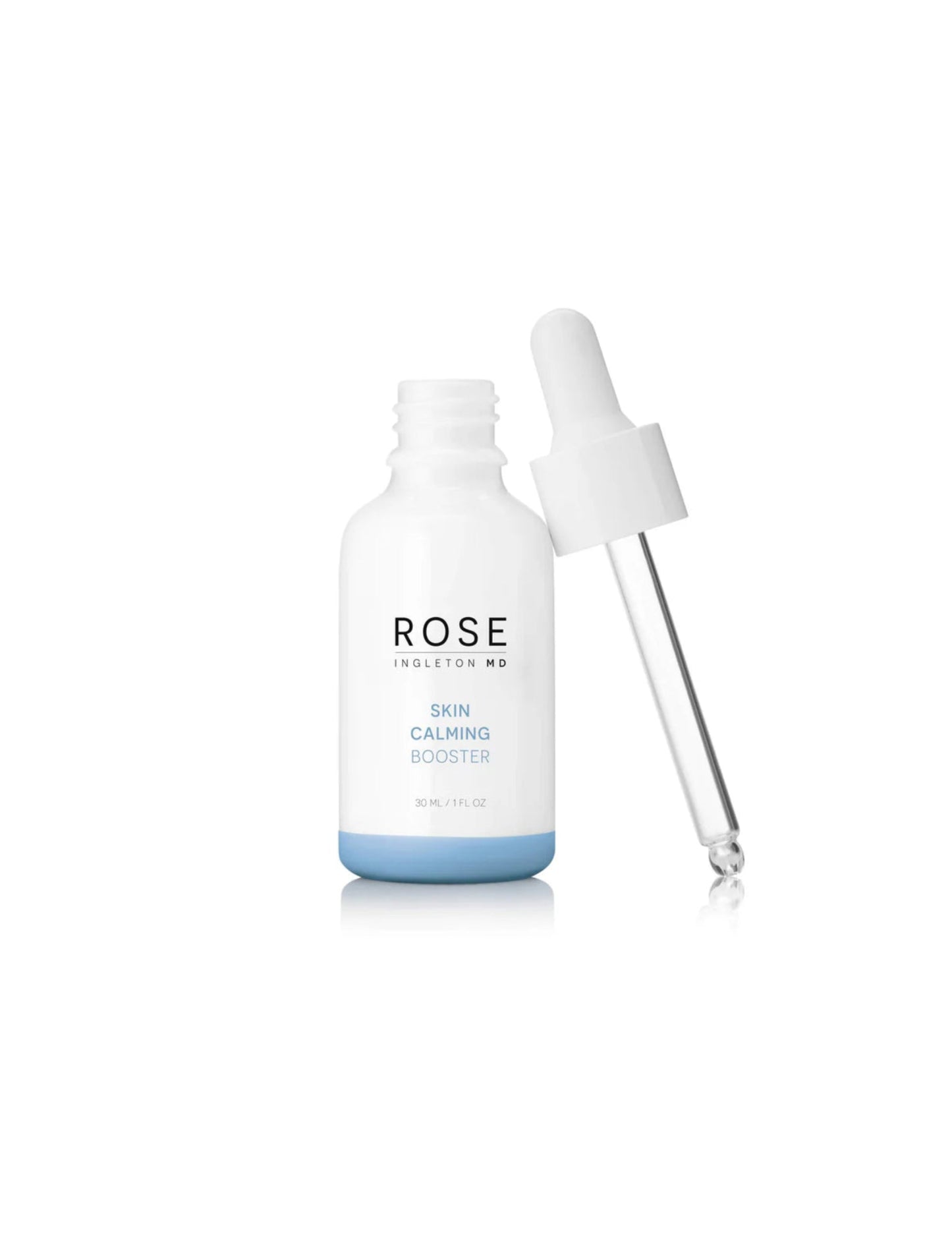 Skincare serum bottle with dropper on a white background