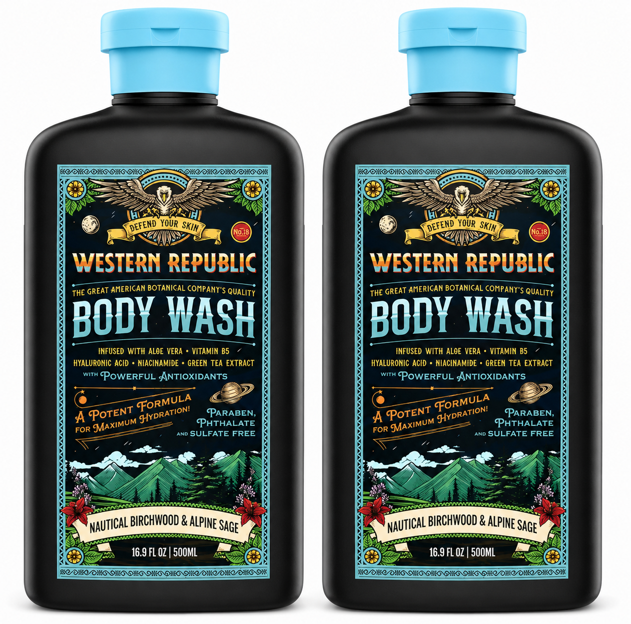 Western Republic Nautical Birchwood Body Wash 2-Pack 