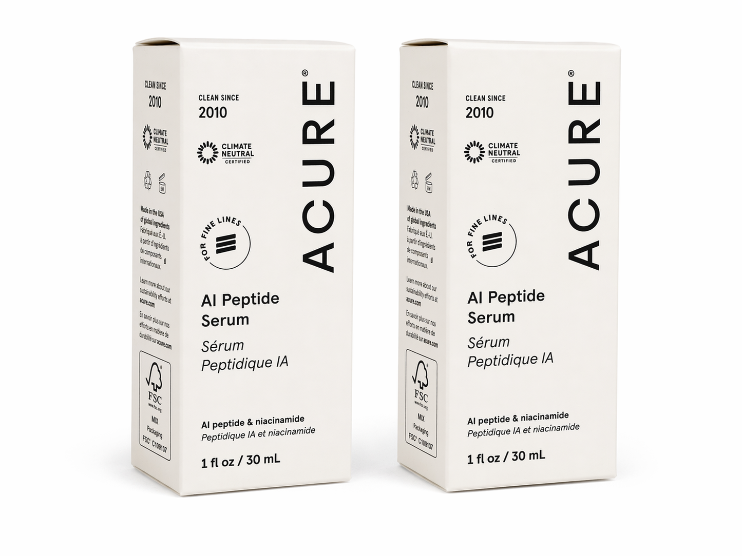 ACURE AI Peptide Serum 2 Pack 30mL Each Anti Aging Face Serum Niacinamide Firming Hydrating Clean Skincare Bundle