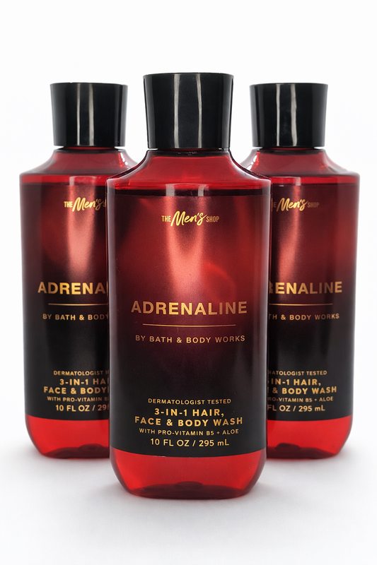 Body Wash Pack of 3 – ADRENALINE 10 FL OZ / 295 ML | SHOWER GEL – Gentle Daily Cleanser – 10 fl oz Each