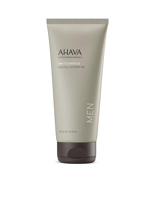 Luxury AHAVA Men’s Mineral Shower Gel featuring Dead Sea minerals and refreshing daily cleansing for modern men’s grooming routines.