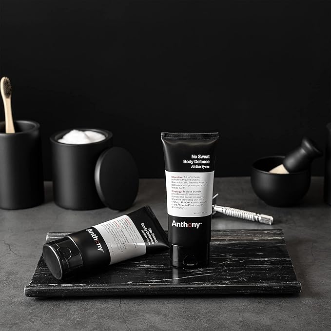 Premium Anthony anti-chafing body defense cream featuring lightweight sweat protection and comfort support for modern men’s grooming routines.