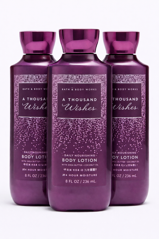 A THOUSAND WISHES BODY LOTION 8 OZ 236 ML PACK OF 3 Bath & Body Works Body Lotion 3-Pack – 8 oz Each | My Wrinkles Gone