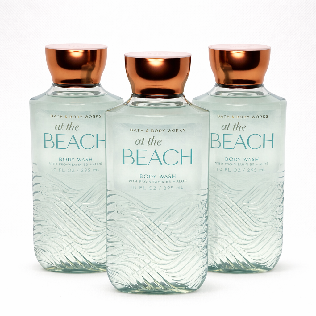 Body Wash Pack of 3 – AT THE BEACH 10 FL OZ / 295 ML | SHOWER GEL – Gentle Daily Cleanser – 10 fl oz Each