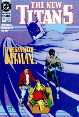 Front cover of The New Titans #65 — Déjà Vu, published by DC Comics, 1990, mint condition ungraded collectible comic book