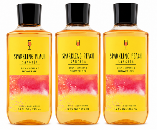 SPARKLING PEACH SANGRIA Bath & Body Works Body Wash 3 Pack