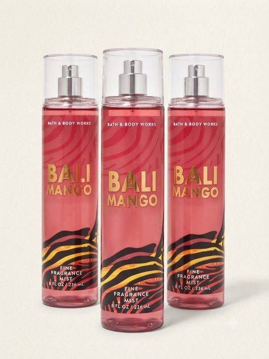 BALI MANGO Bath & Body Works Fine Fragrance Mist 3-Pack, 8 oz each, tropical mango body spray bottles