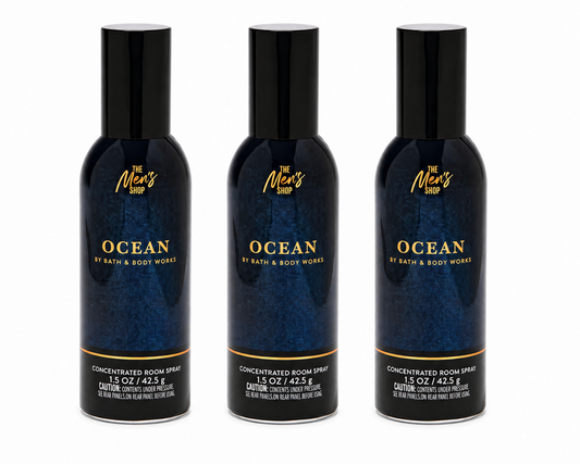 Bath & Body Works OCEAN Men’s Room Spray 3-Pack 1.5 oz bundle – fresh aquatic masculine home fragrance set