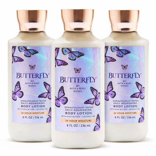Bath & Body Works BUTTERFLY Body Lotion 3 Pack 8 oz daily nourishing moisturizer with shea butter and coconut oil hydrating skincare bundle women soft glowing skin | My Wrinkles Gone