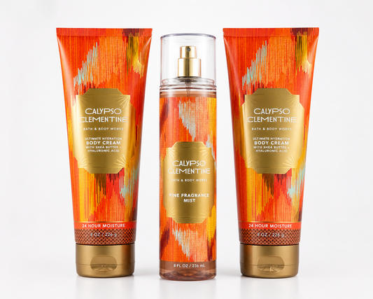 Bath & Body Works CALYPSO CLEMENTINE rare 3 piece bundle with fragrance mist and body creams