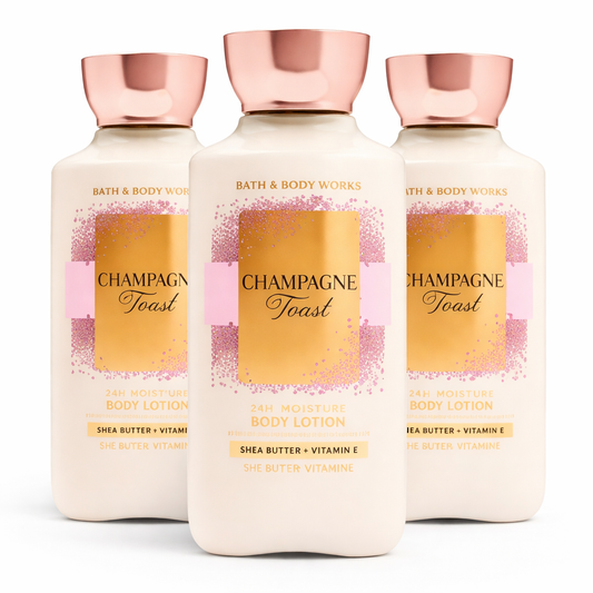 Bath & Body Works Champagne Toast Body Lotion 3 Pack 24H Moisture Shea Butter Vitamin E hydrating body moisturizer bundle women skincare gift set | My Wrinkles Gone