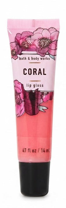 Bath & Body Works CORAL Lip Gloss 0.47 fl oz floral-design tube