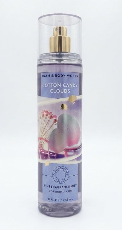 Bath & Body Works COTTON CANDY CLOUDS Fine Fragrance Mist 8 oz single bottle with sweet candy-inspired scent