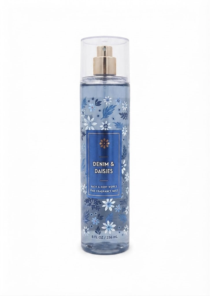 Bath & Body Works DENIM & DAISIES Fine Fragrance Mist 8 oz single bottle with fresh floral scent