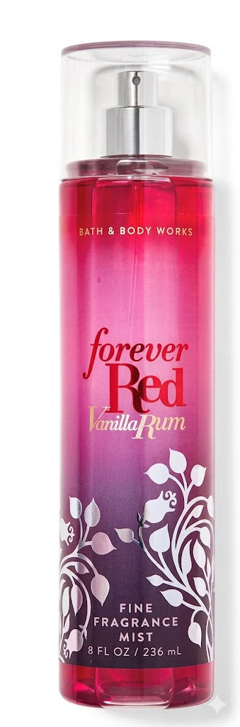 Bath & Body Works FOREVER RED VANILLA RUM Fine Fragrance Mist 8 oz single bottle featuring a luxurious fruity floral fragrance with rich red berry and elegant floral notes on a pure white background