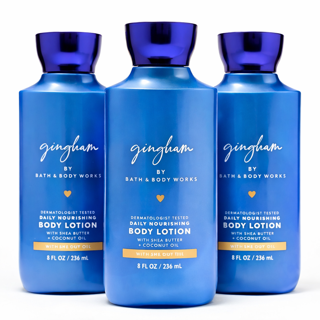 Bath & Body Works Gingham Body Lotion 3 Pack 8 oz daily nourishing moisturizer with shea butter and coconut oil hydrating skincare bundle women soft skin | My Wrinkles Gone