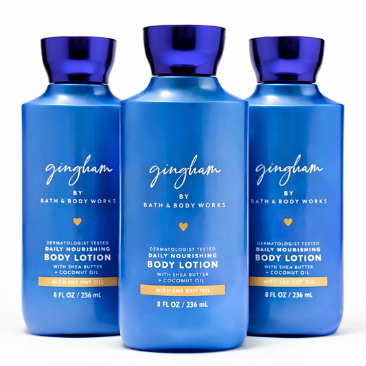 Bath & Body Works Gingham Body Lotion 3 Pack 8 oz daily nourishing moisturizer with shea butter and coconut oil hydrating skincare bundle women soft skin | My Wrinkles Gone