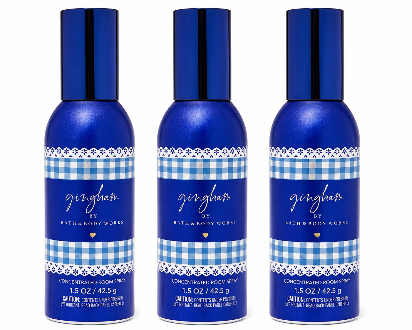 Bath & Body Works GINGHAM room spray 3 pack 1.5 oz air freshener fresh clean home fragrance bundle