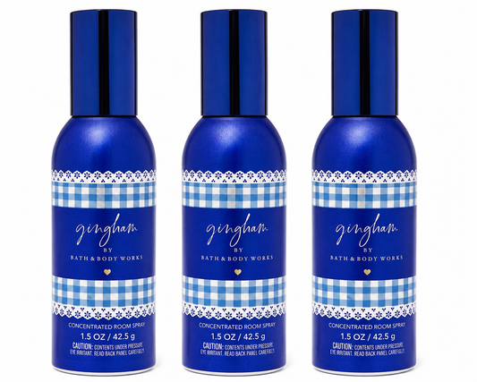 Bath & Body Works GINGHAM room spray 3 pack 1.5 oz air freshener fresh clean home fragrance bundle