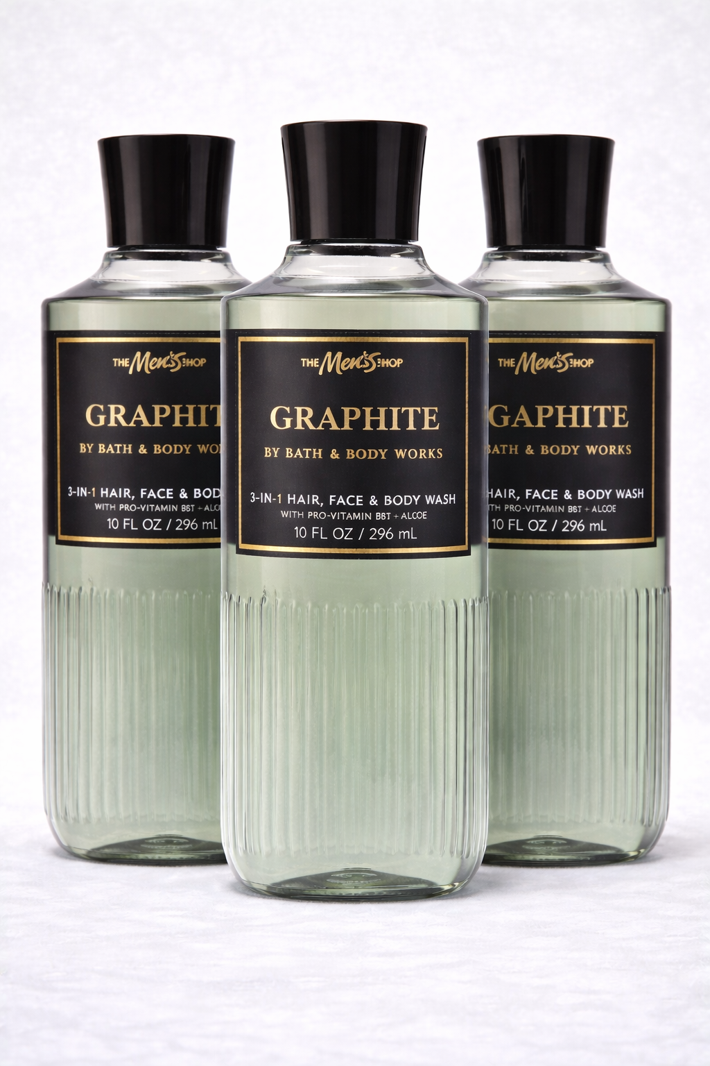 Bath and Body Works GRAPHITE mens 3 in 1 hair face and body wash 3 pack 10 oz bottles masculine fragrance shower gel clean fresh scent men grooming bundle