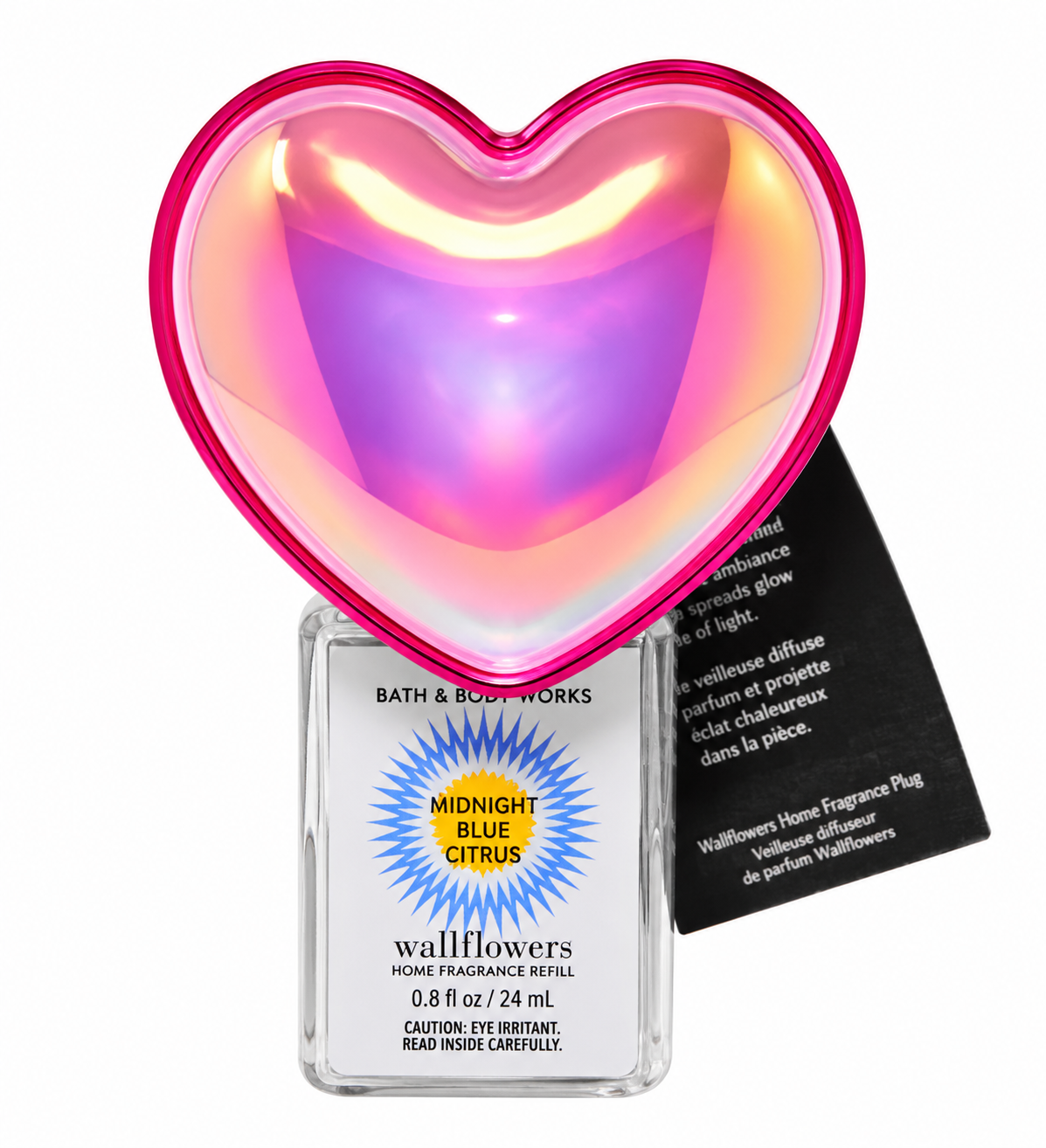 Bath & Body Works pink iridescent HEART NIGHTLIGHT Wallflowers fragrance plug front view