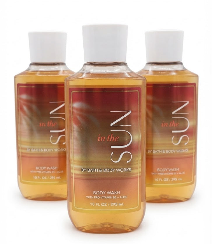 Bath & Body Works IN THE SUN Body Wash 3-Pack, three 10 oz bottles with warm sunny fragrance