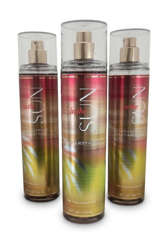 Bath & Body Works IN THE SUN Fine Fragrance Mist 3-Pack, three 8 oz bottles with warm sun-kissed scent