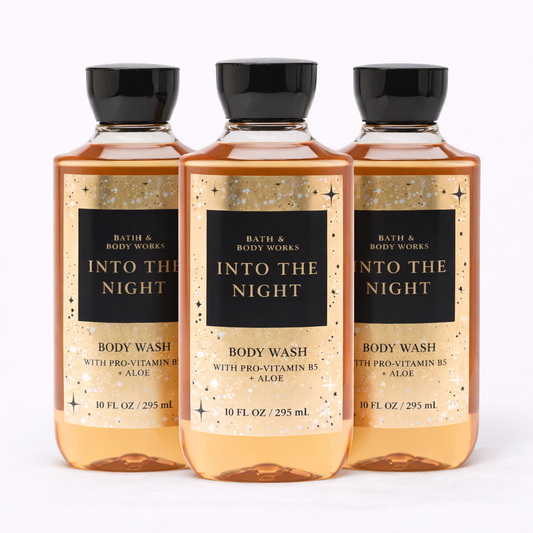 Bath & Body Works INTO THE NIGHT body wash 3 pack 10 oz luxury shower gel bundle moisturizing body cleanser with aloe vitamin B5