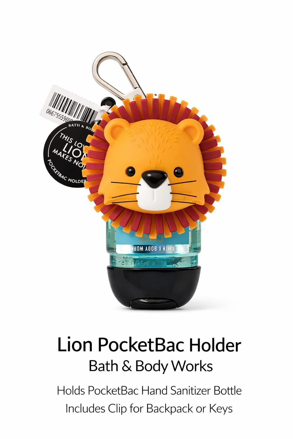 Bath and Body Works lion pocketbac holder bundle with 5 hand sanitizers cute animal holder plus antibacterial hand gel set travel size