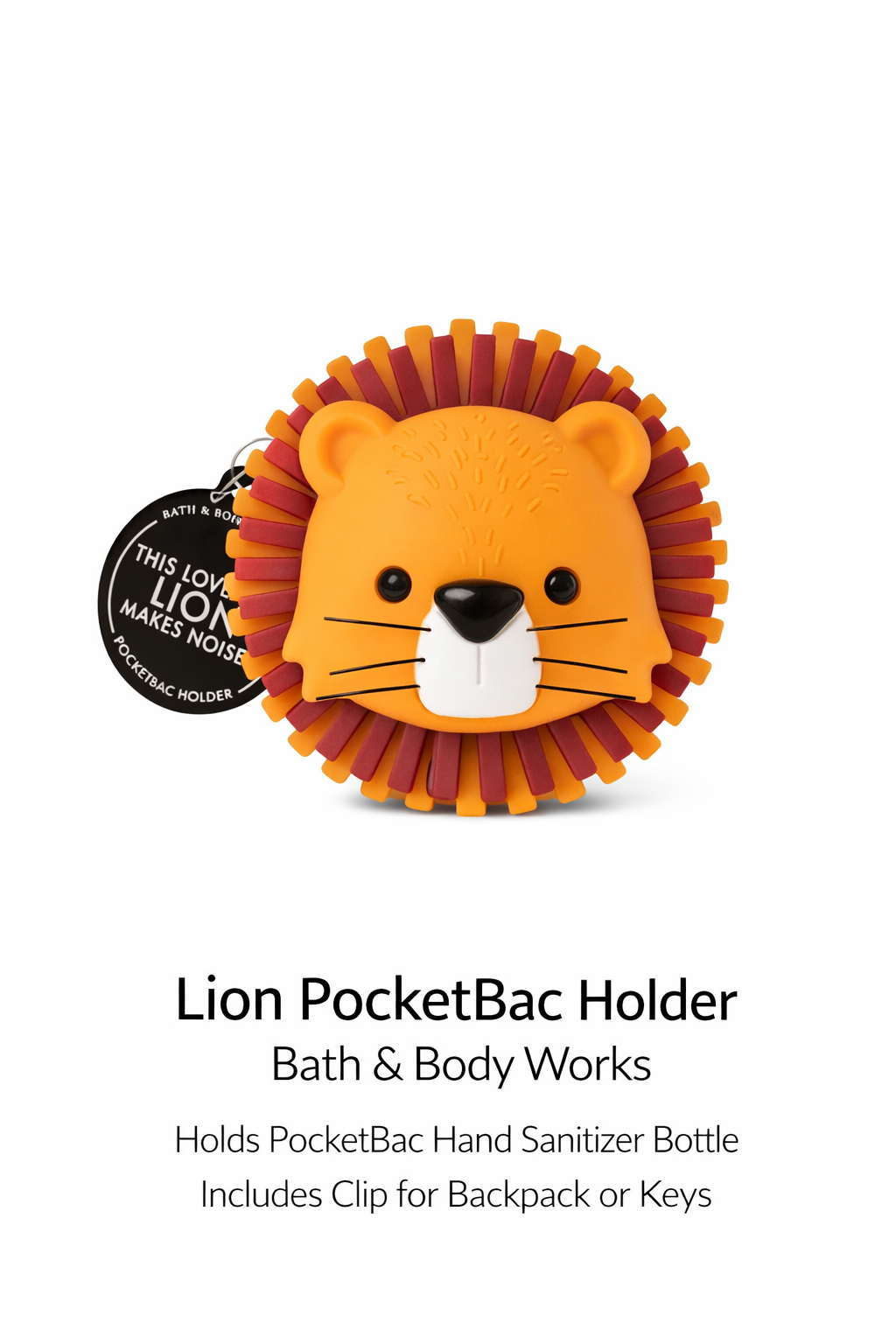 Bath and Body Works lion pocketbac holder keychain cute animal sanitizer holder clip accessory for travel purse backpack