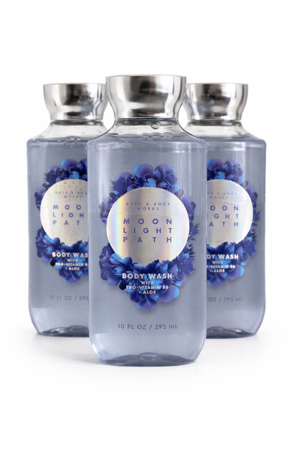 Bath & Body Works MOONLIGHT PATH Body Wash 10 oz 3 pack bundle with aloe and pro-vitamin B5 hydrating shower gel MWG