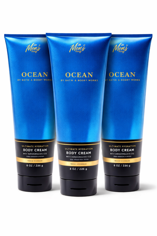 Bath & Body Works Ocean Ultimate Hydration Body Cream 8 oz – men's moisturizing body cream bundle 3 pack by My Wrinkles Gone