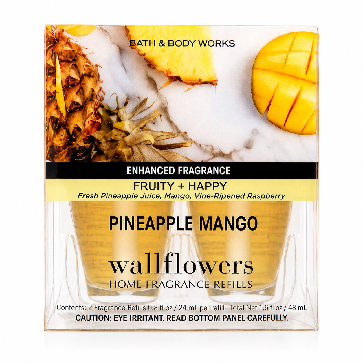 Bath & Body Works PINEAPPLE MANGO Wallflowers 2 pack home fragrance refills fruity tropical home scent