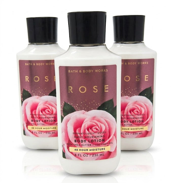 Bath & Body Works ROSE Daily Nourishing Body Lotion 3-Pack, 8 oz each, enriched with shea butter and coconut oil for 48-hour moisture