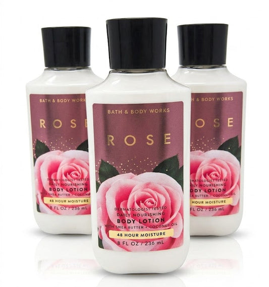 Bath & Body Works ROSE Daily Nourishing Body Lotion 3-Pack, 8 oz each, enriched with shea butter and coconut oil for 48-hour moisture