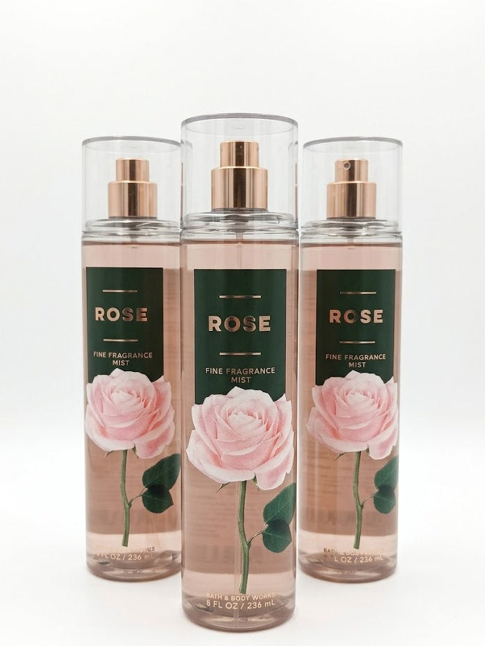Bath & Body Works ROSE Fine Fragrance Mist 3-Pack, 8 oz each, long-lasting floral body spray with a fresh rose fragrance