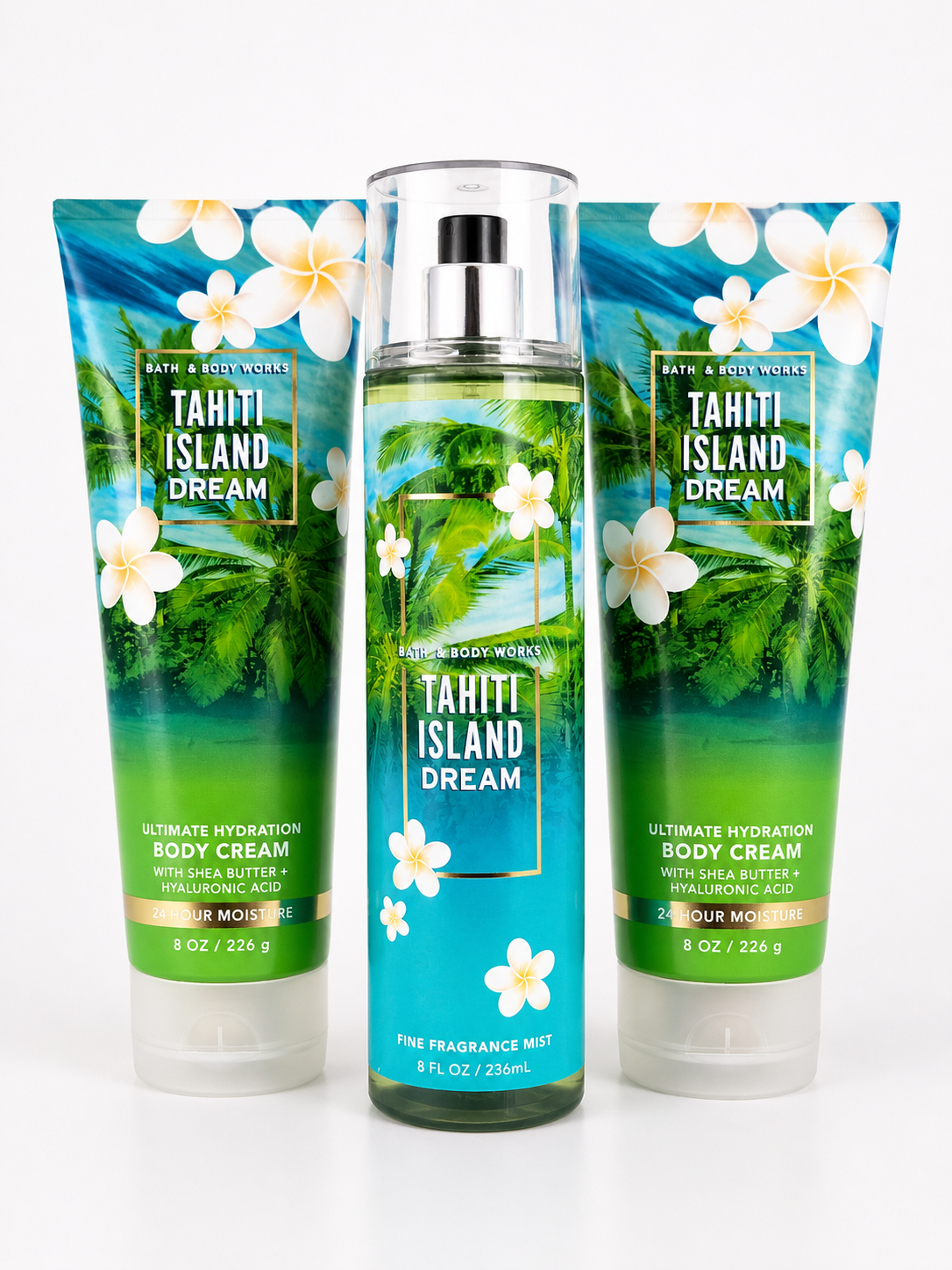 Bath & Body Works TAHITI ISLAND DREAM tropical 3 piece set with fragrance mist and body creams