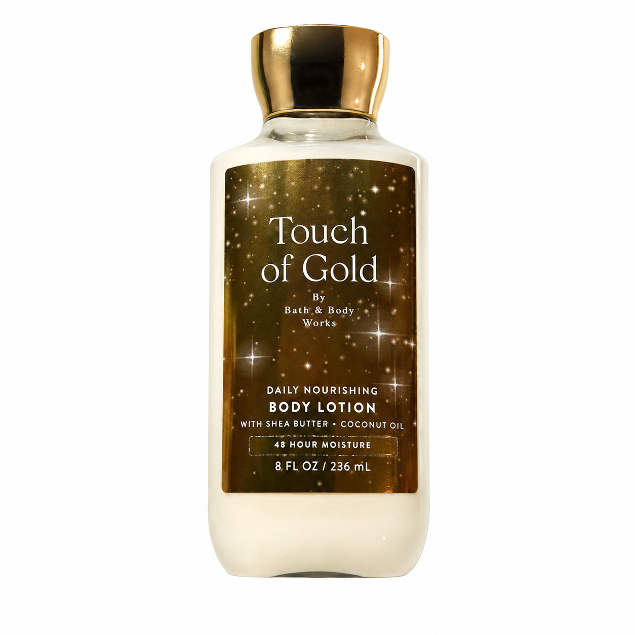 Bath & Body Works Touch of Gold daily nourishing body lotion 8 oz bottle on white background