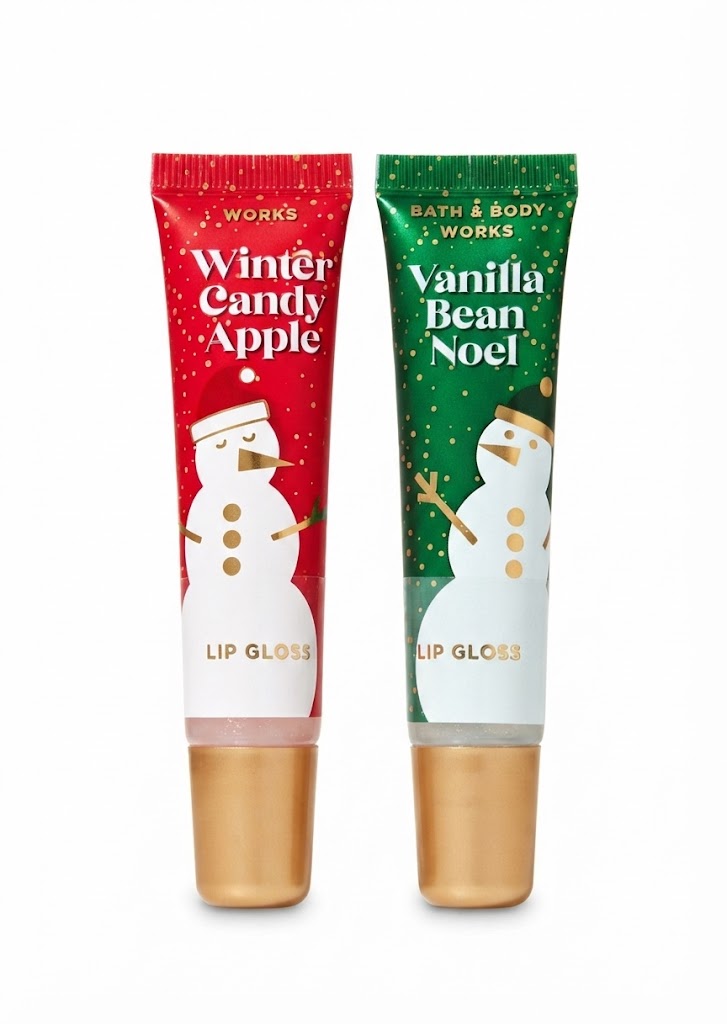 Bath & Body Works Vanilla Bean Noel and Winter Candy Apple holiday lip gloss 2-pack, 0.47 fl oz each