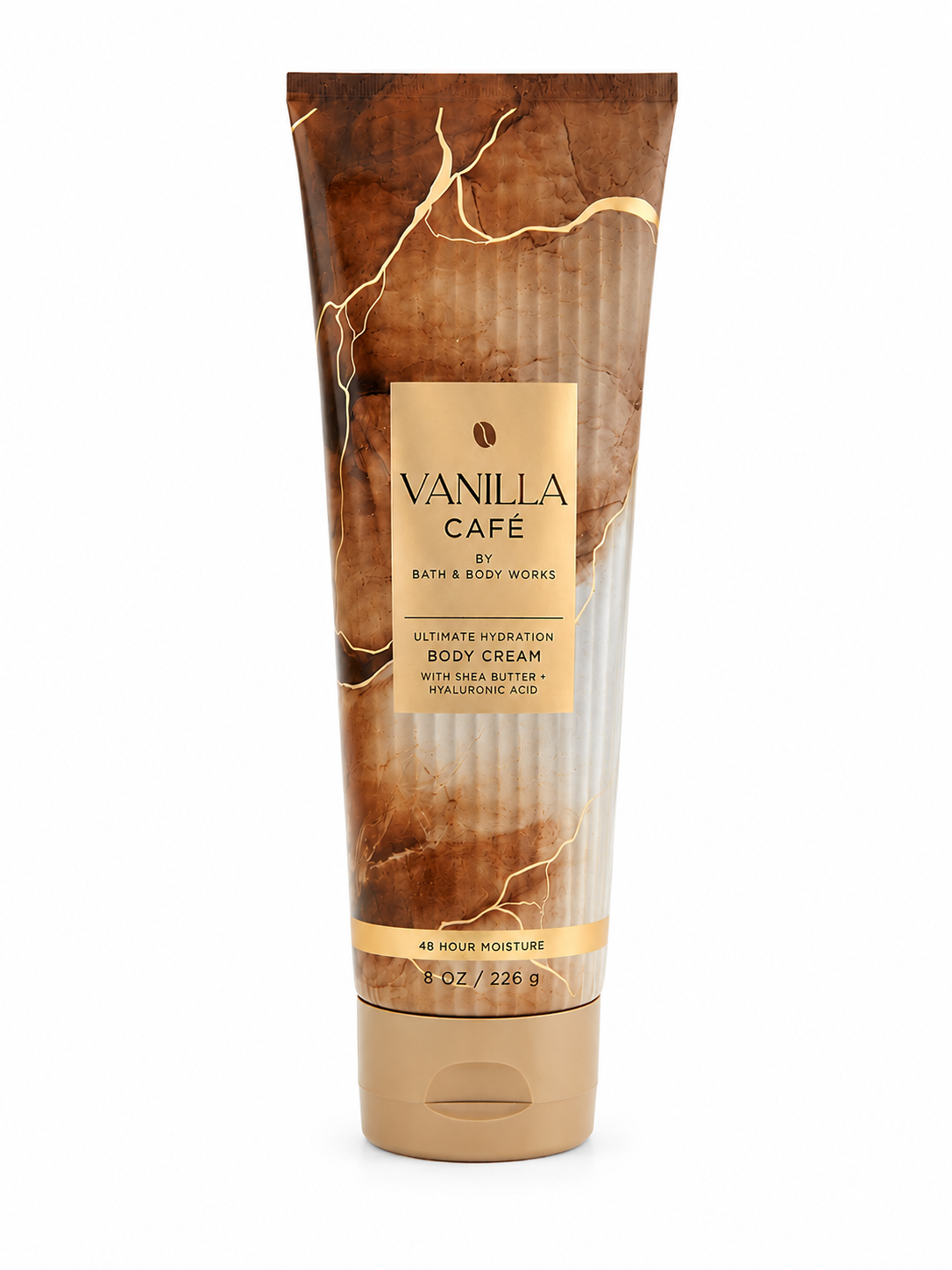 Bath & Body Works VANILLA CAFÉ Ultimate Hydration Body Cream 8 oz single tube with warm vanilla and coffee fragrance on pure white background