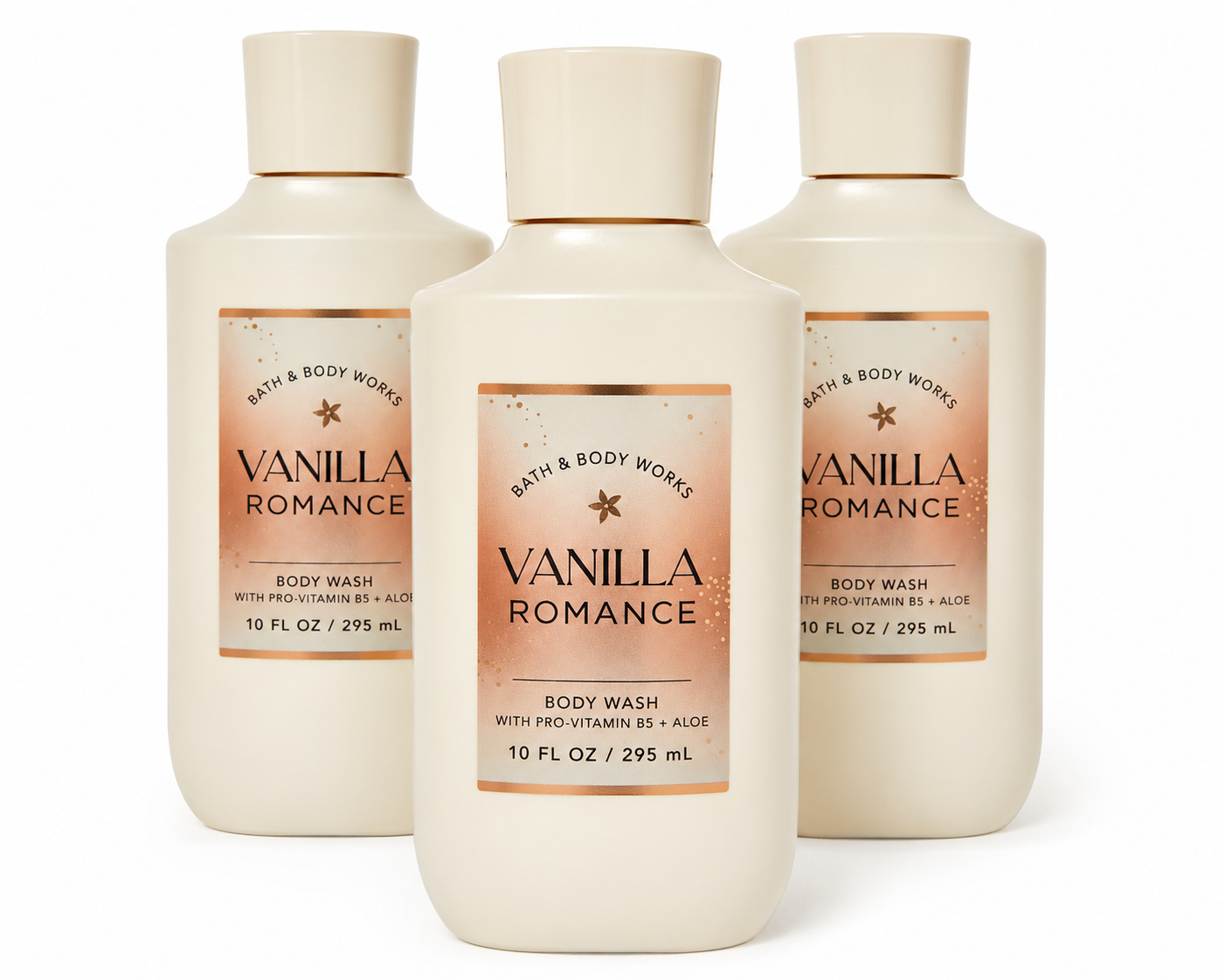 Bath & Body Works VANILLA ROMANCE body wash 3 pack 10 oz each moisturizing shower gel vanilla bundle