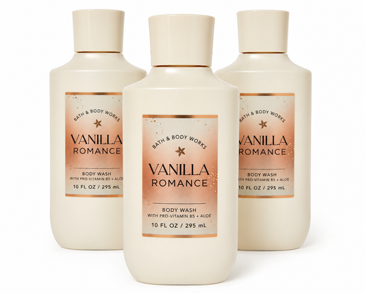 Bath & Body Works VANILLA ROMANCE body wash 3 pack 10 oz each moisturizing shower gel vanilla bundle