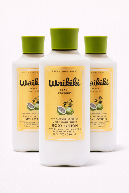 WAIKIKI BEACH COCONUT BODY LOTION 8 OZ 236 ML PACK OF 3 Bath & Body Works Body Lotion 3-Pack – 8 oz Each | My Wrinkles Gone