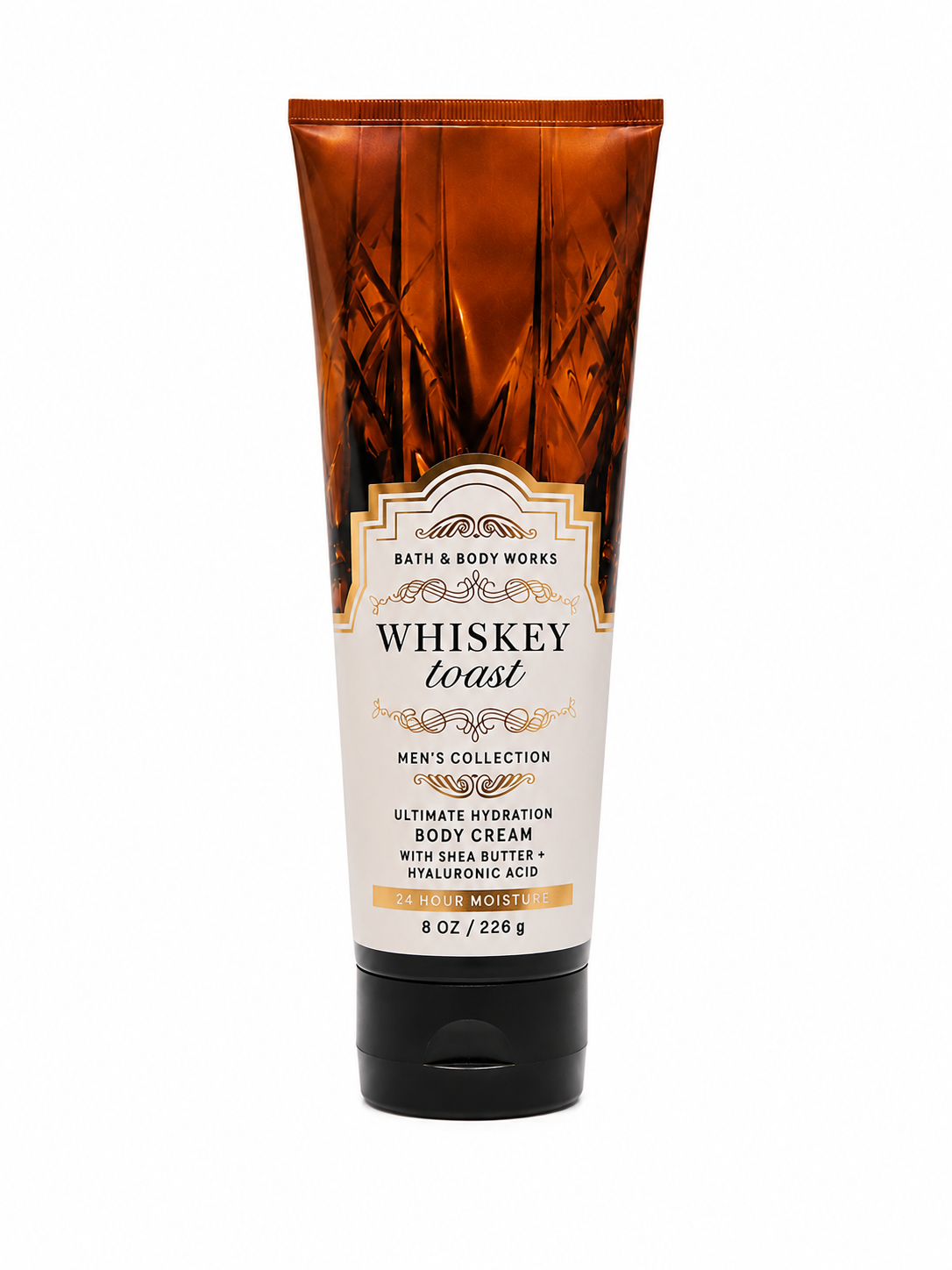Bath & Body Works WHISKEY TOAST Ultimate Hydration Body Cream 8 oz single tube with Shea Butter and Hyaluronic Acid on pure white background
